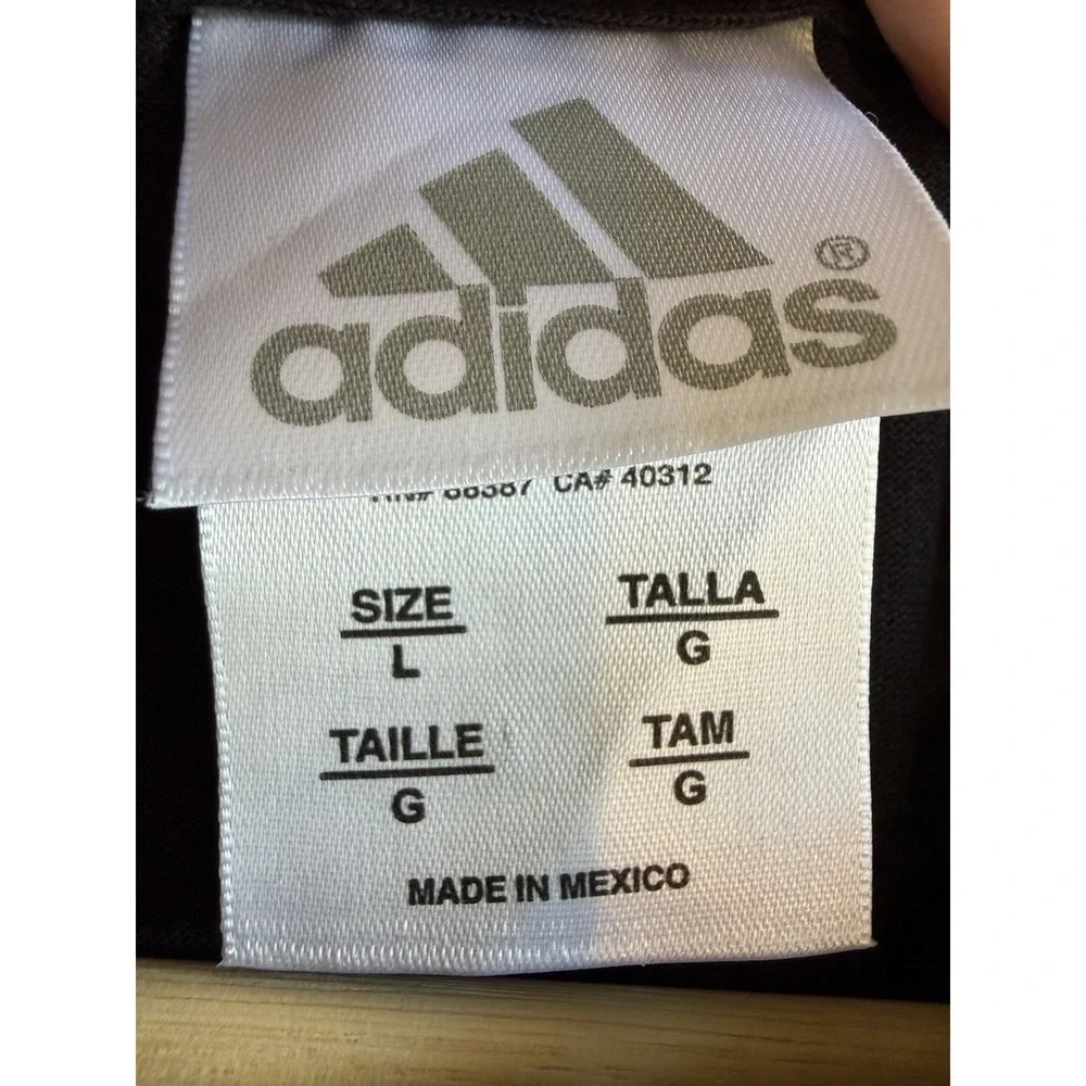 adidas Mens Large Black Athletic Dept Logo Graphic Tee Crew Neck Short Sleeve